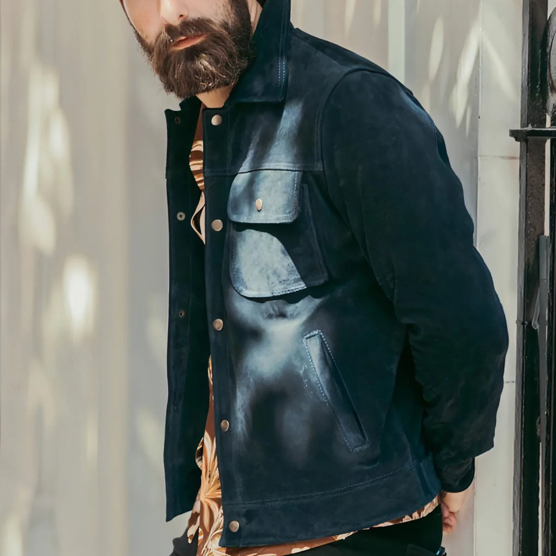 1.A Herren Freizeitjacke in Unifarben – Detailansicht 1