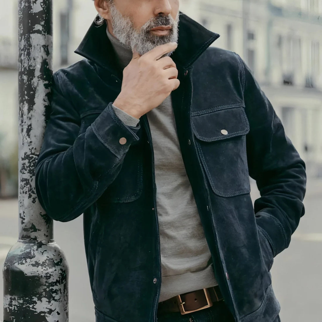 1.A Herren Freizeitjacke in Unifarben – Detailansicht 2