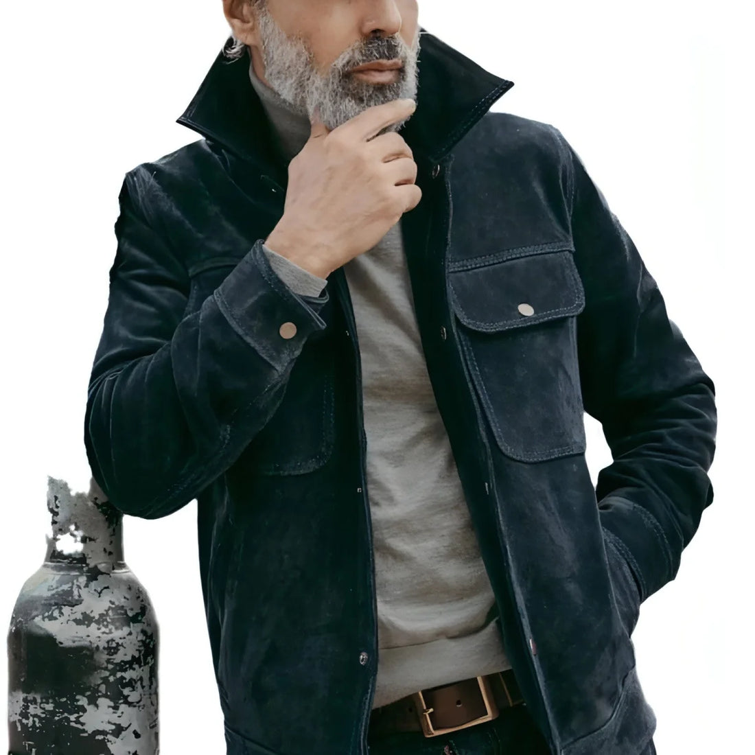 1.A Herren Freizeitjacke in Unifarben – Detailansicht 4