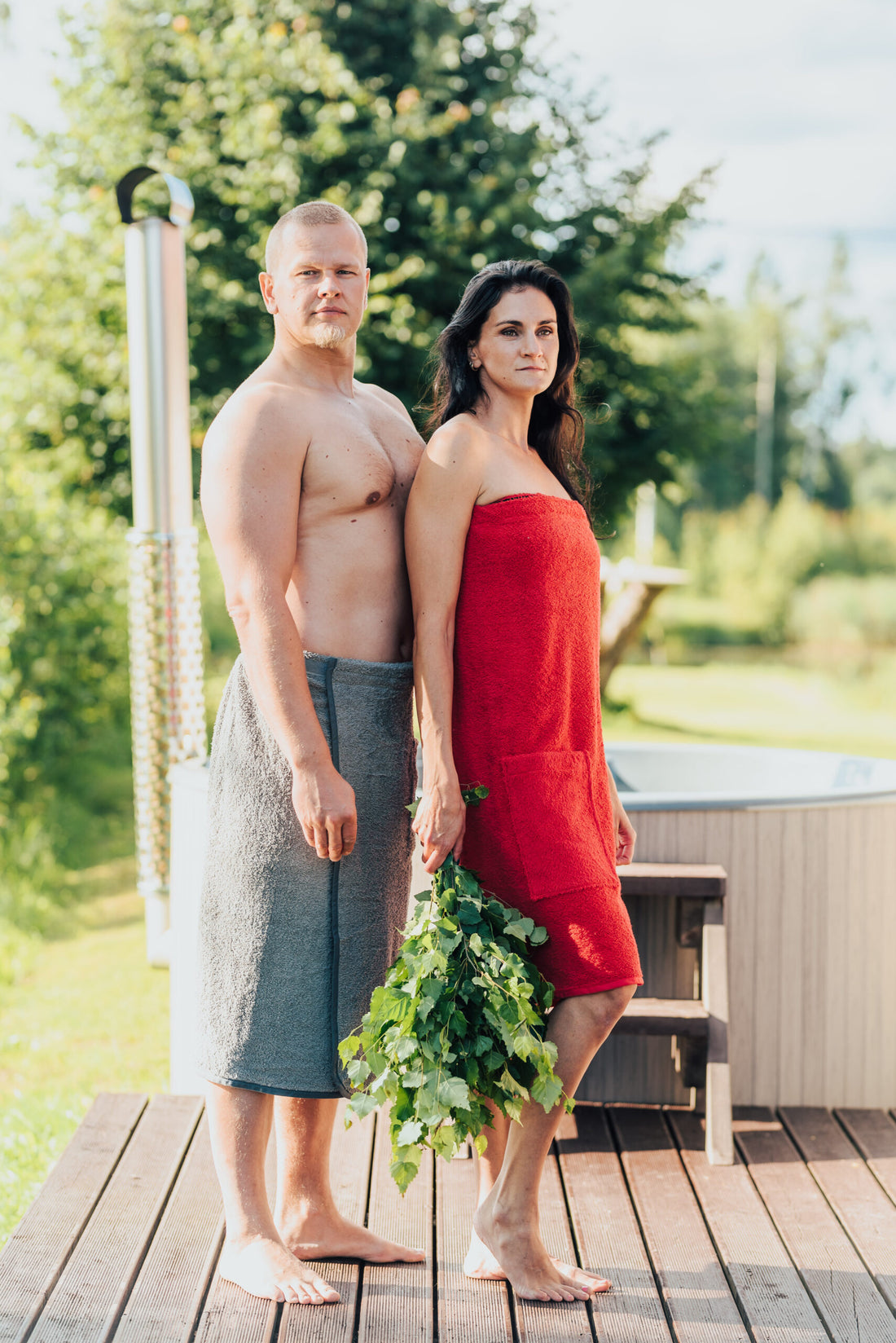 Spa – Wickeltuch für Herren-Baumwoll-Frottee – Detailansicht 2