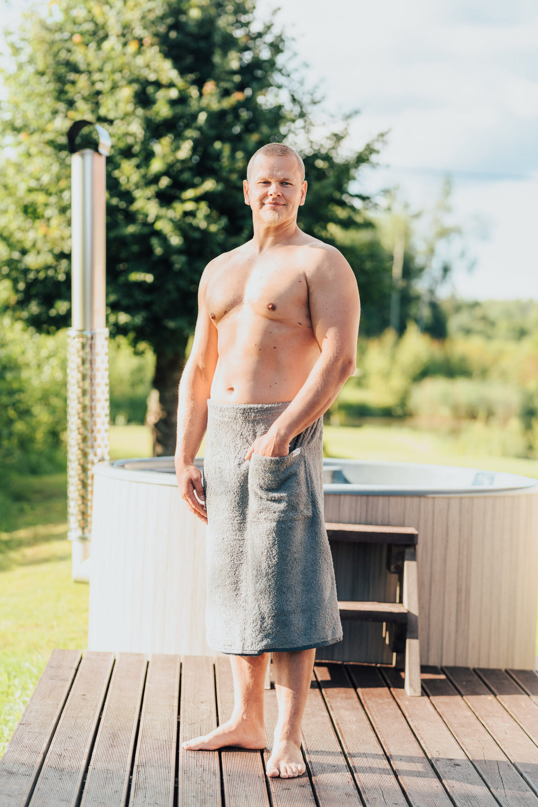Spa – Wickeltuch für Herren-Baumwoll-Frottee – Detailansicht 3