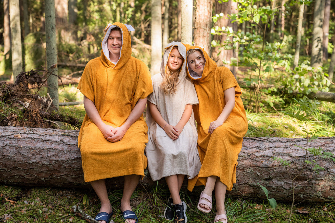 Kurzarm-Poncho TEDDY für Erwachsene aus Bambus-Frottee – Detailansicht 1