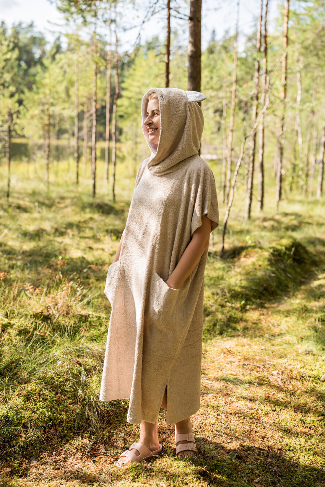 Kurzarm-Poncho TEDDY für Erwachsene aus Bambus-Frottee – Detailansicht 2