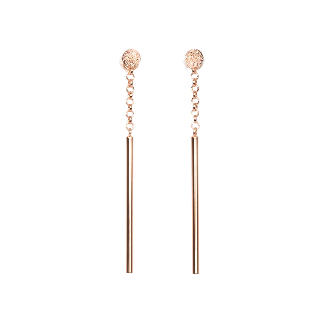 Stardust Falling Ohrringe – Roségold und Silber – Detailansicht 1