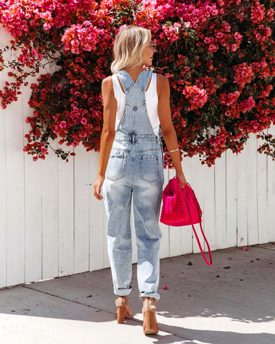 A.1 Damen Jeans-Jumpsuit mit Trägern – Detailansicht 5