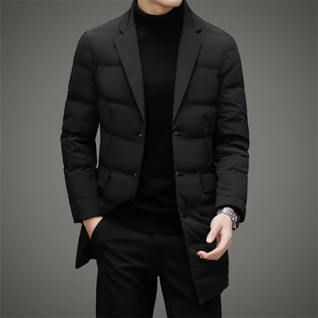 A.1 Herren Daunenjacke mit Schalkragen – Detailansicht 3