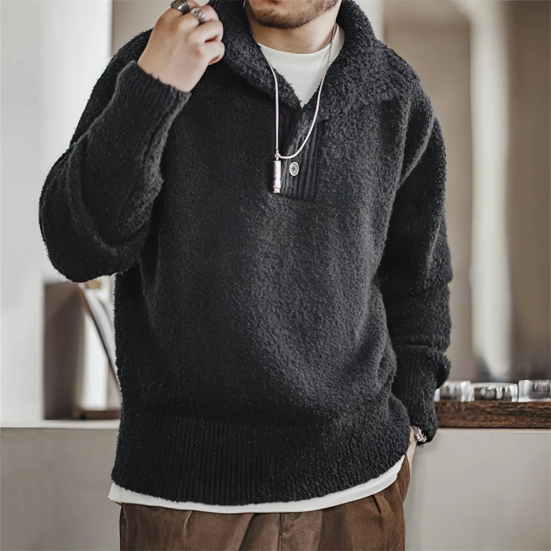 A.1 Herren Thermo-Pullover mit Kapuze – Detailansicht 4