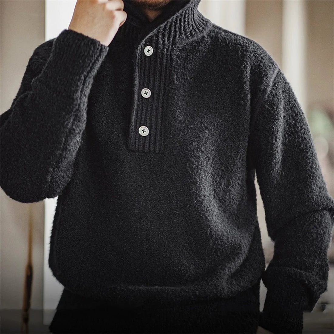 A.1 Herren Thermo-Pullover mit Kapuze – Detailansicht 1