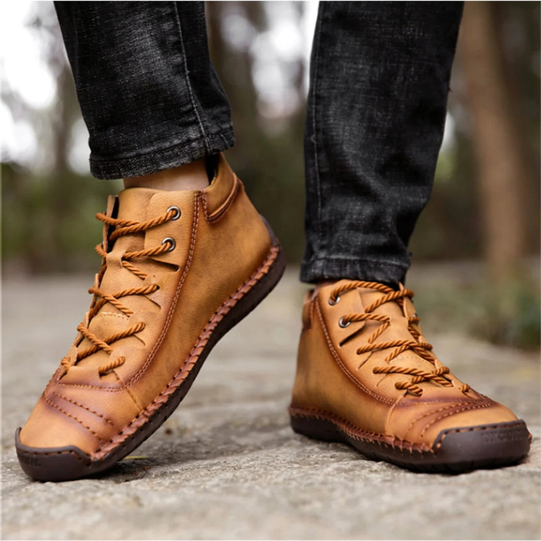 A1 Herren Outdoor-Lederstiefel, handgenäht – Detailansicht 4
