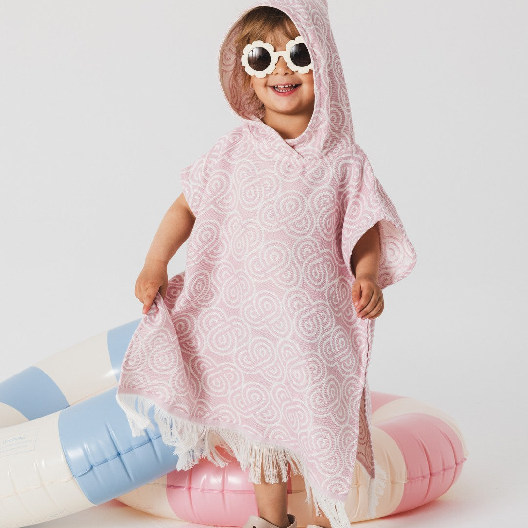 Bambus Kinder-Badeponcho – Rosa – Detailansicht 5