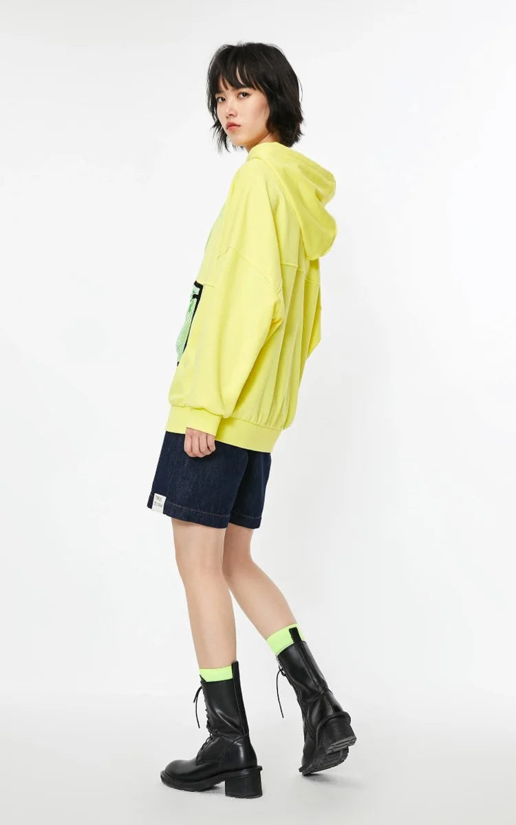 Damen Hoodie mit Mesh-Detail & Schriftzug – Detailansicht 1