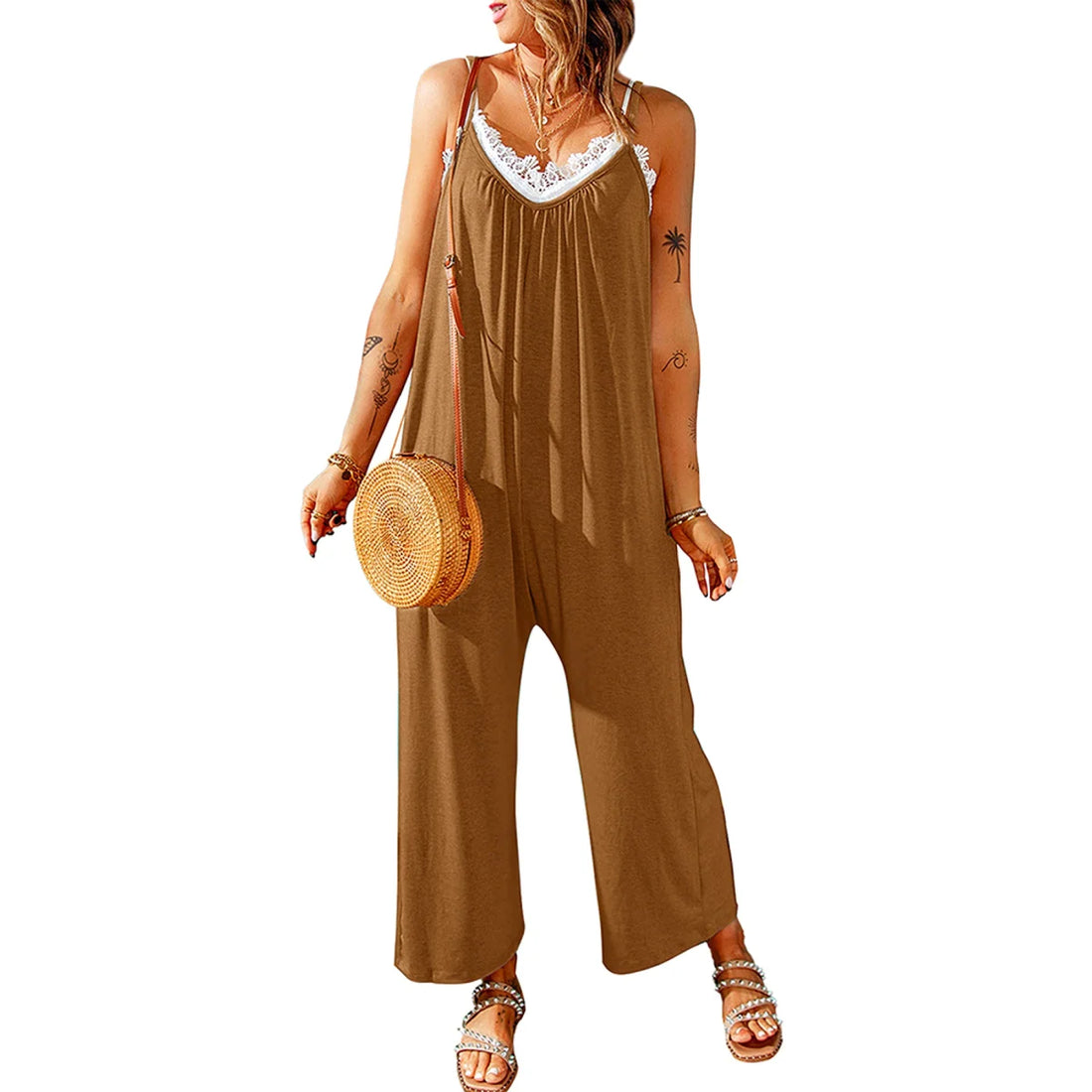 Damen Jumpsuit mit verstellbaren Trägern – Detailansicht 2