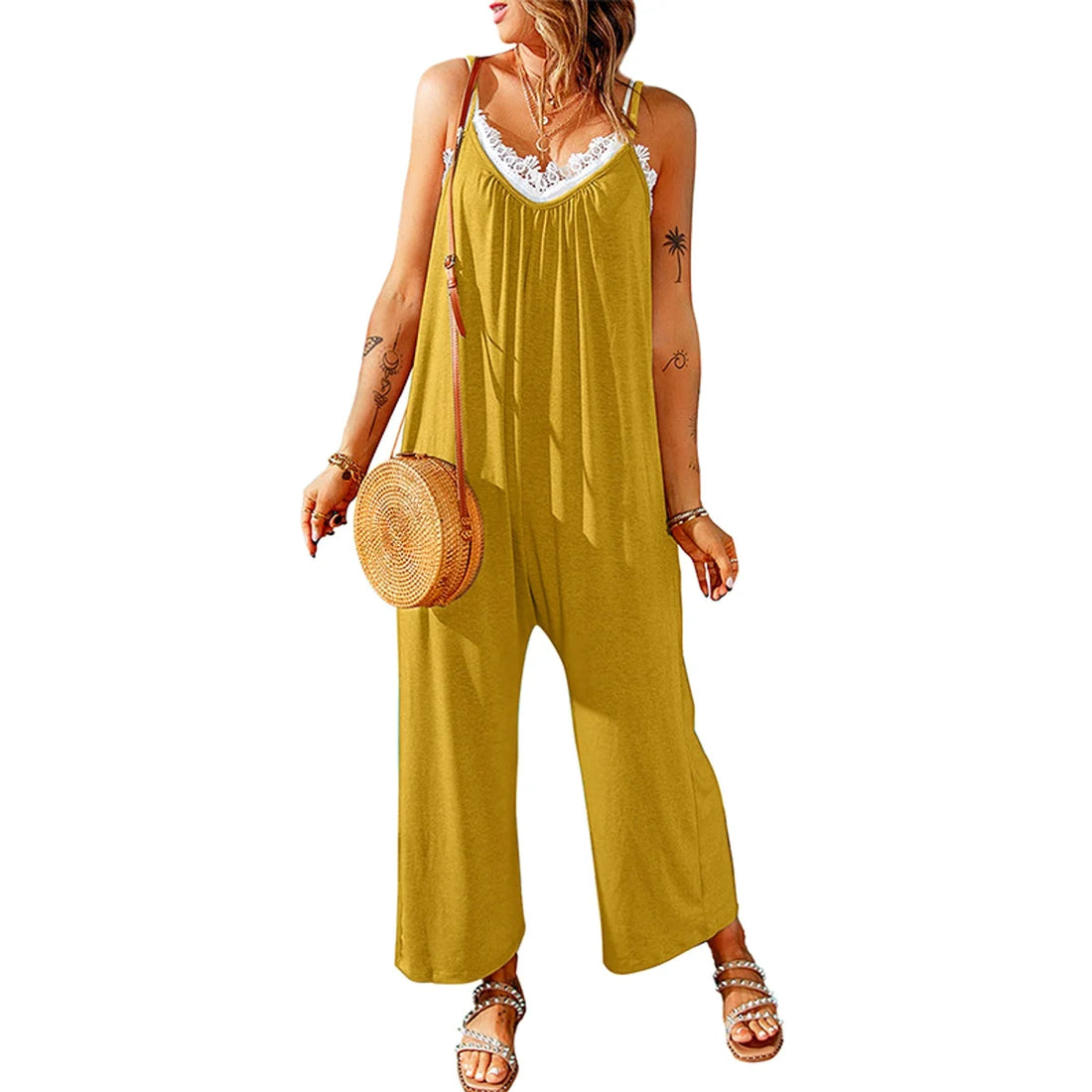 Damen Jumpsuit mit verstellbaren Trägern – Detailansicht 3