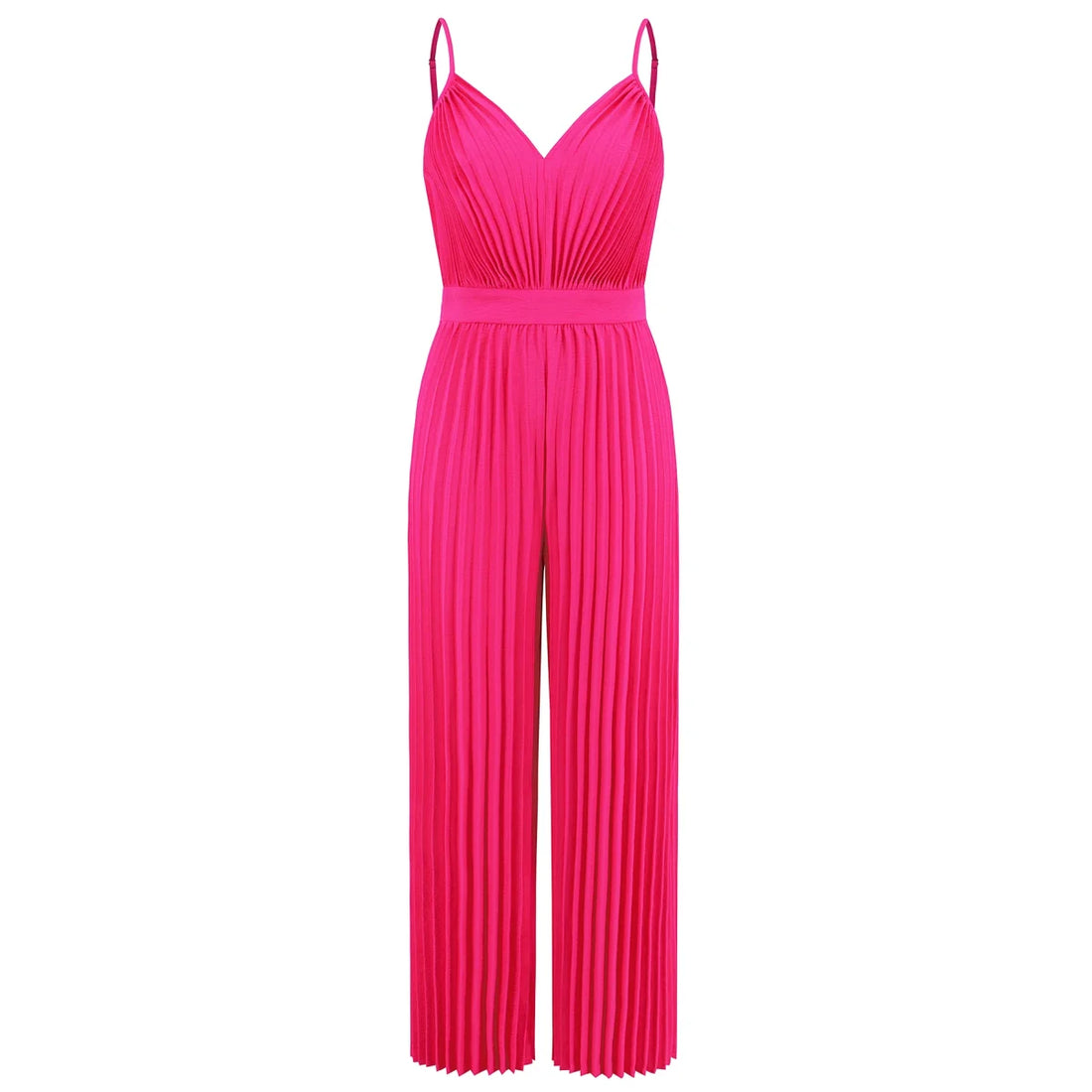 Damen Plissee-Jumpsuit mit V-Ausschnitt – Detailansicht 3