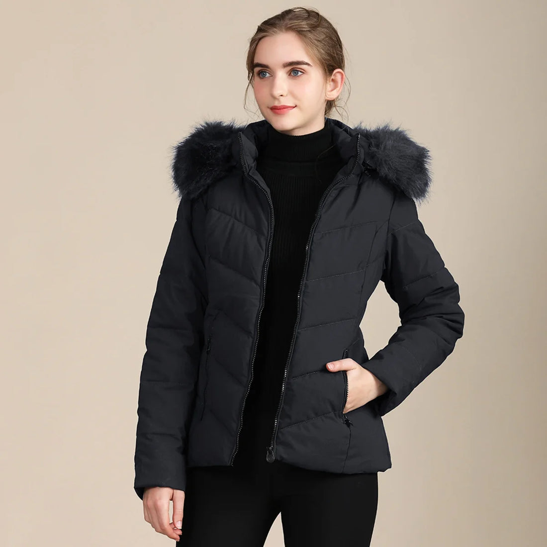 Damen Steppjacke mit Baumwollwattierung – Detailansicht 2
