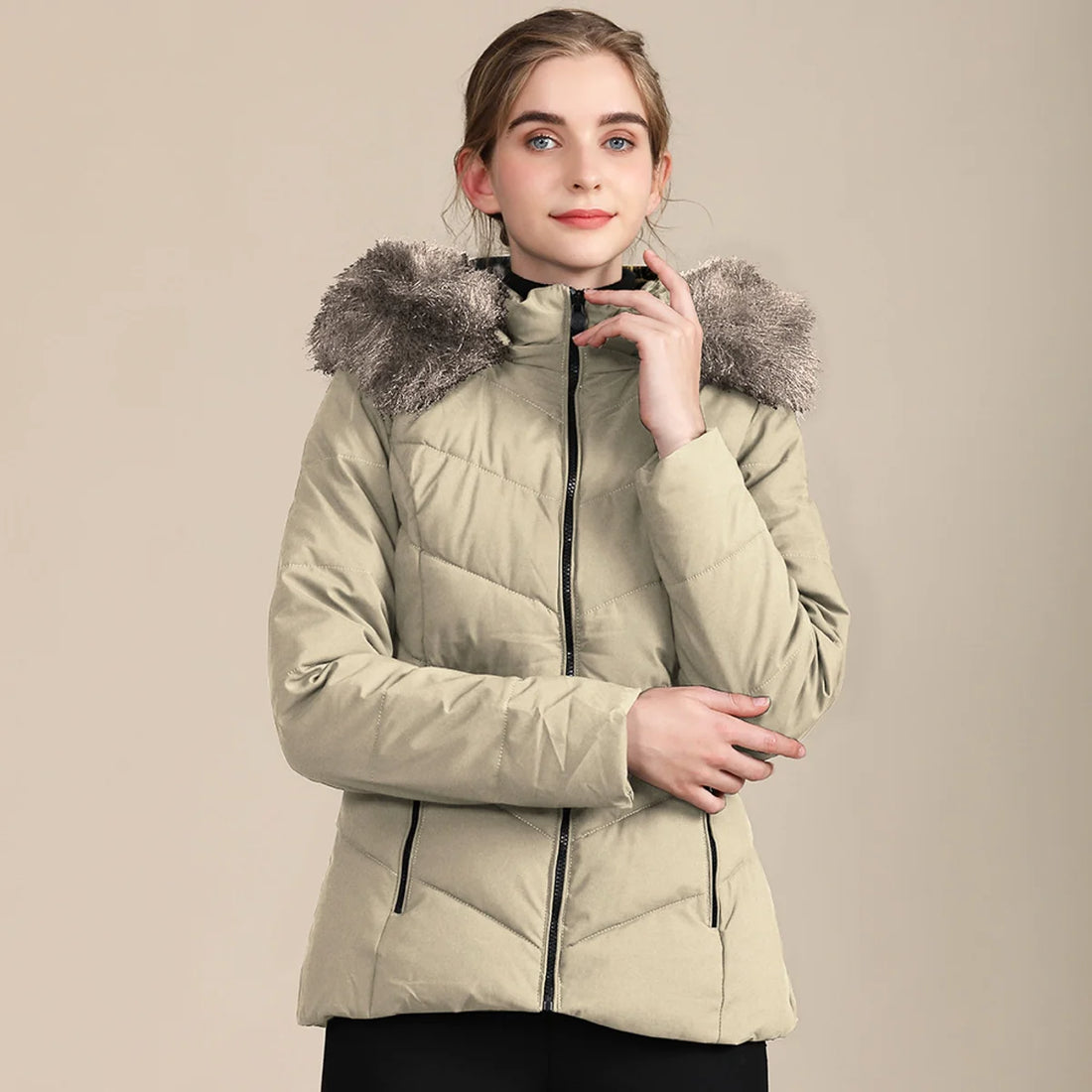 Damen Steppjacke mit Baumwollwattierung – Detailansicht 3