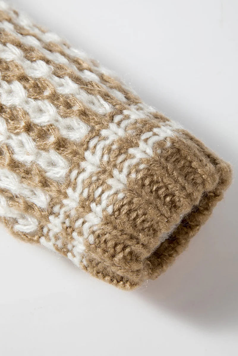 Damen Streifenpullover Braun, locker geschnitten – Detailansicht 5