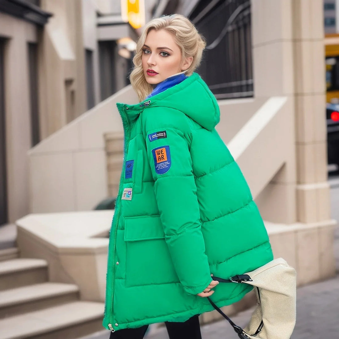 Damen Wende-Steppjacke mit Kapuze – Detailansicht 5