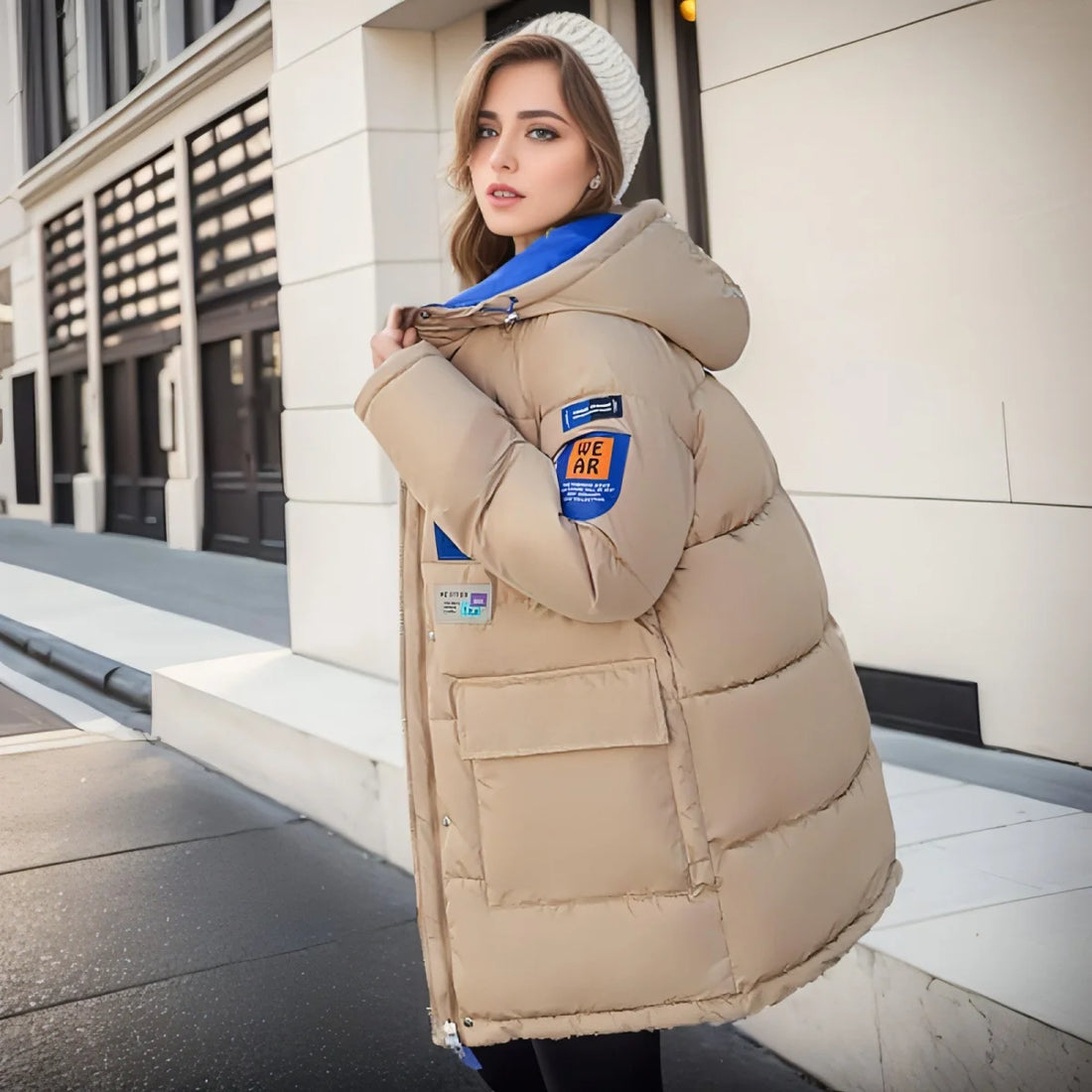 Damen Wende-Steppjacke mit Kapuze – Detailansicht 4