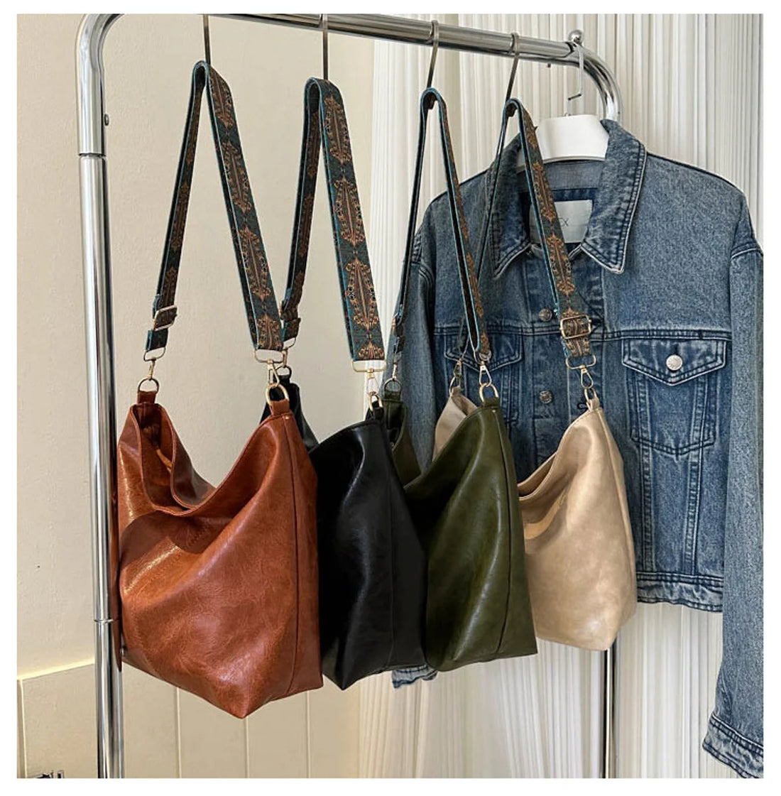 EthnicaBag Damen Schultertasche mit breitem Gurt – Detailansicht 2