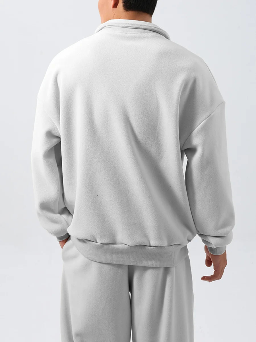 Herren Fleece-Trainingsanzug mit weitem Schnitt – Detailansicht 2