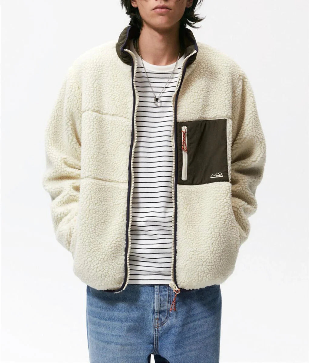 Herren Fleecejacke mit Kontrastnähten – Detailansicht 4