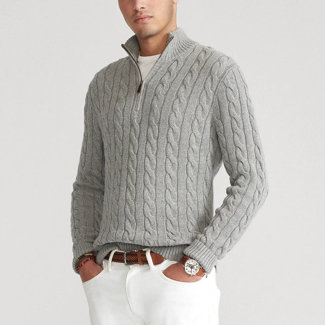 Herren Grobstrick-Rollkragenpullover – Detailansicht 1