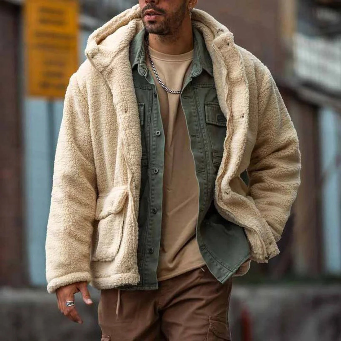 Herren Polar-Fleecejacke mit Kapuze – Detailansicht 5