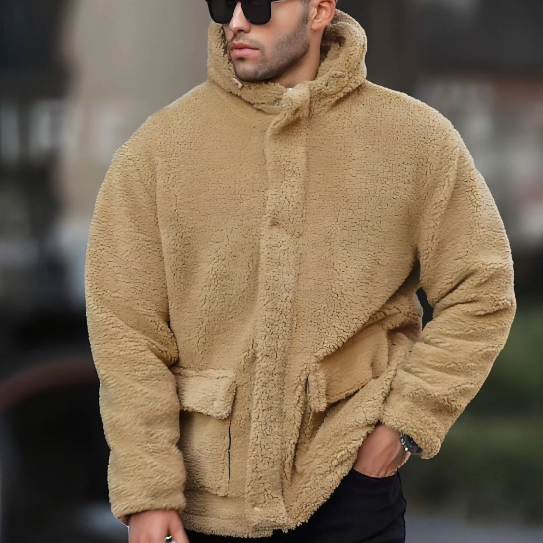 Herren Polar-Fleecejacke mit Kapuze – Detailansicht 4
