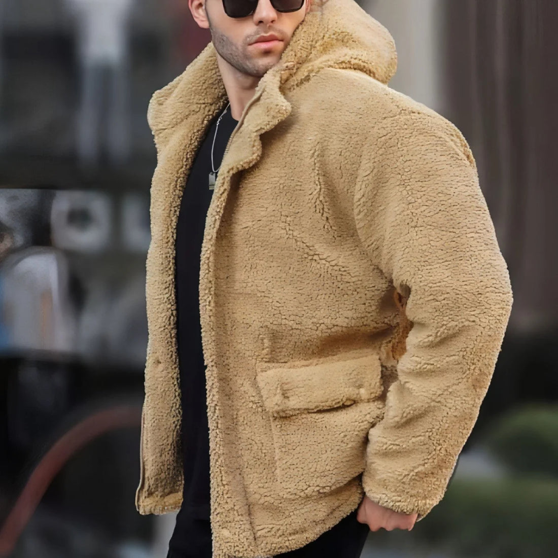 Herren Polar-Fleecejacke mit Kapuze – Detailansicht 1