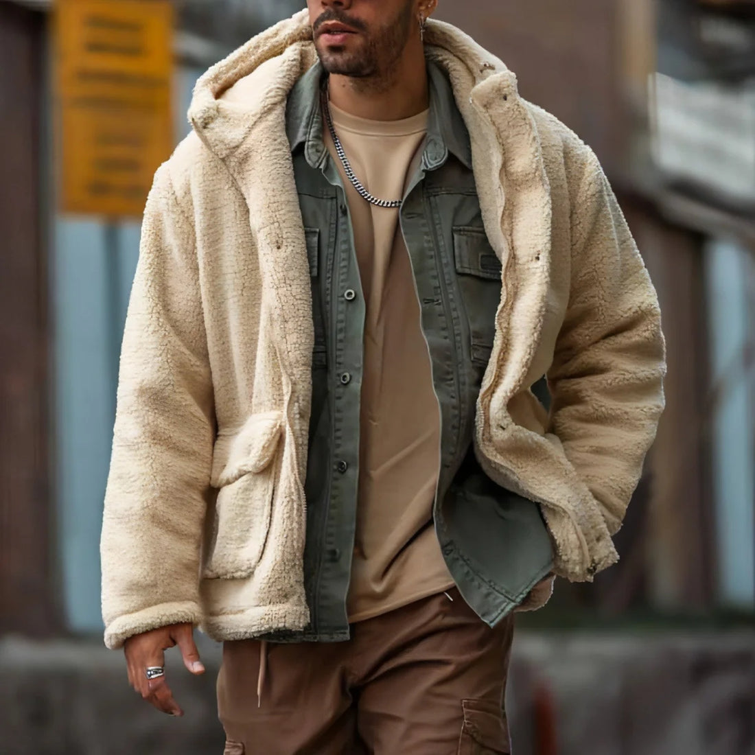 Herren Polar-Fleecejacke mit Kapuze – Detailansicht 2
