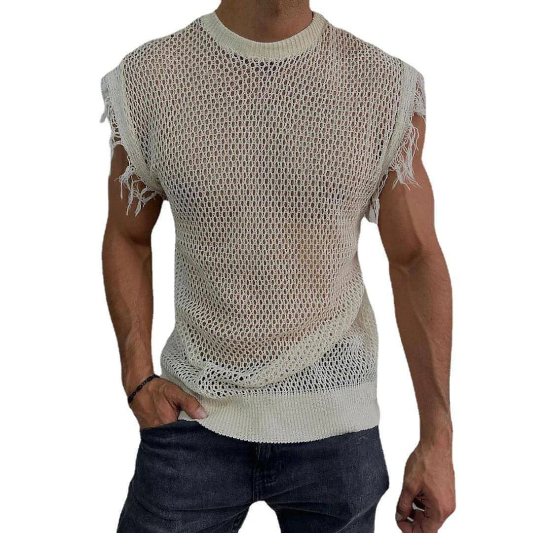 Herren Strick-Tanktop mit Rundhals – Detailansicht 4