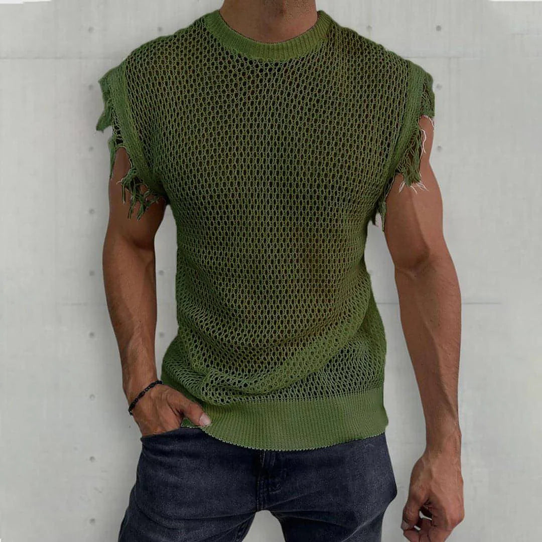 Herren Strick-Tanktop mit Rundhals – Detailansicht 3