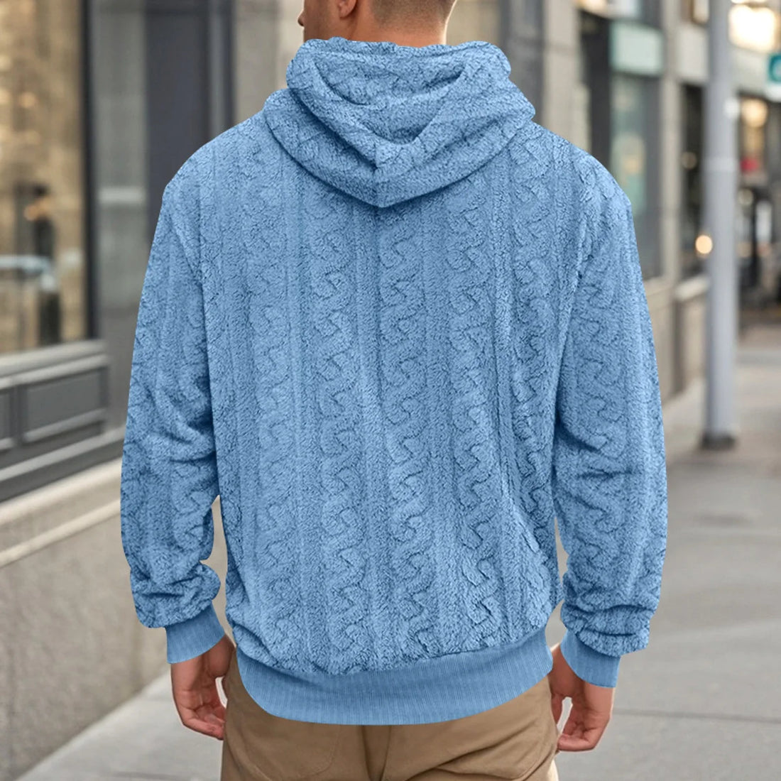 Herren Teddyfleece-Hoodie mit Jacquard-Struktur – Detailansicht 4