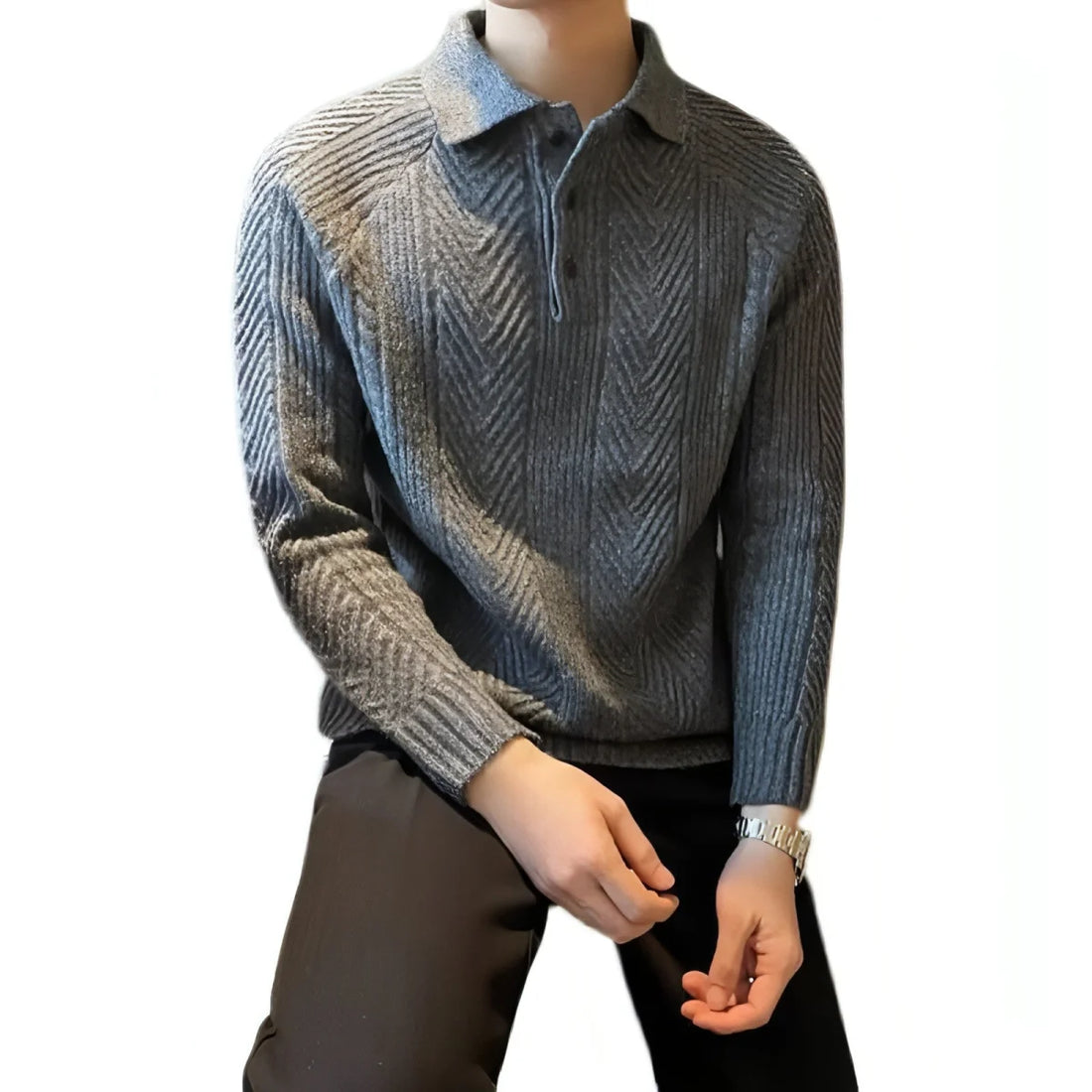 Herren Thermopullover mit Polokragen – Detailansicht 4