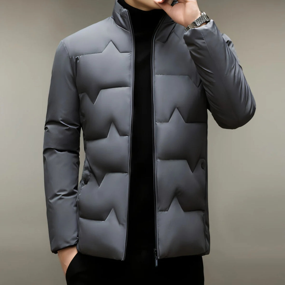 Herren Winterjacke mit Baumwollwattierung – Detailansicht 2