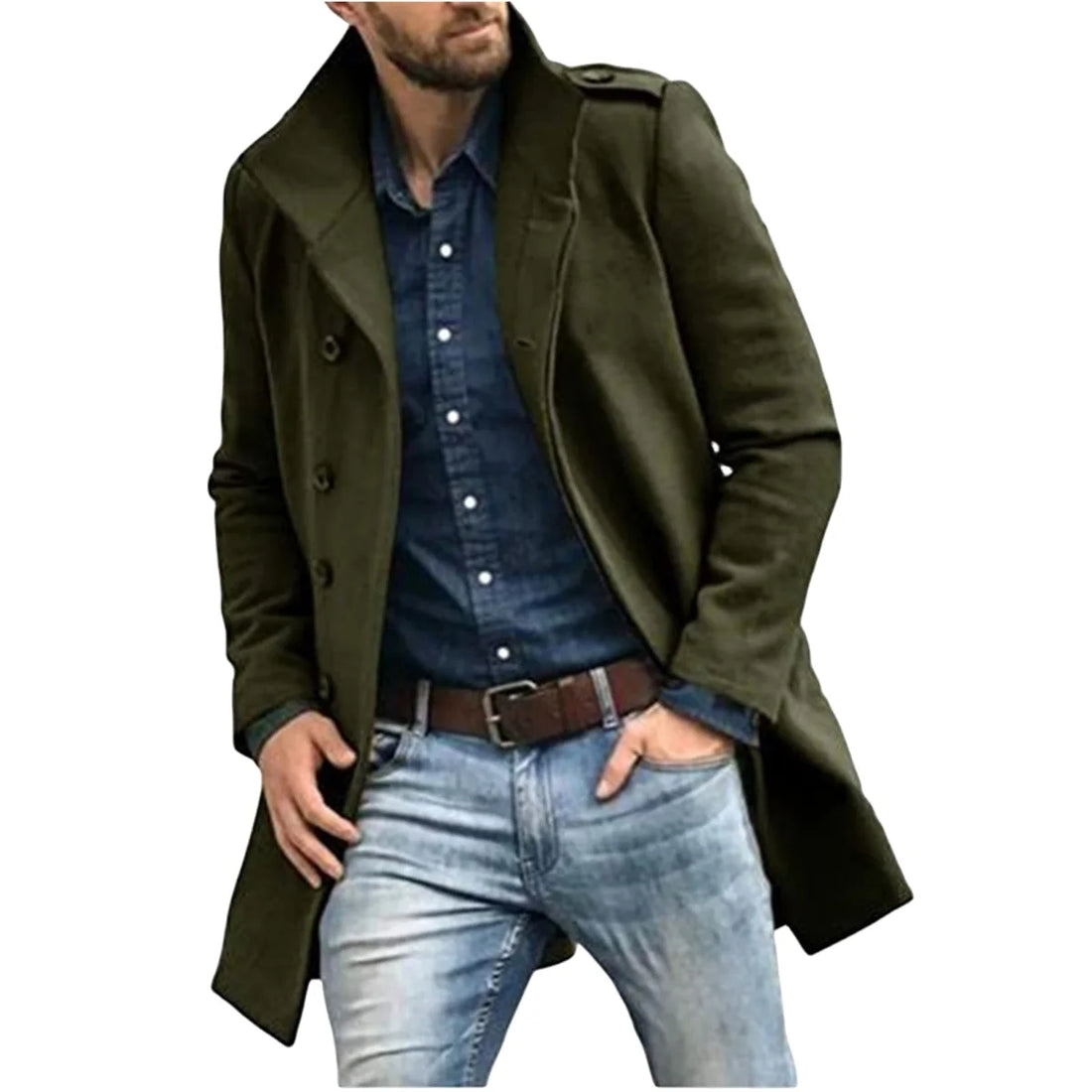 Herren Woll-Trenchcoat, warm gefüttert – Detailansicht 2