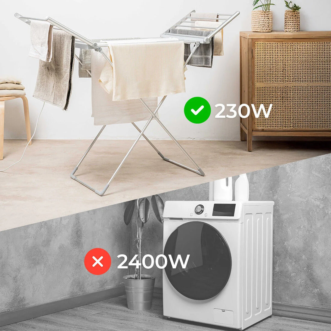 Faltbarer elektrischer Wäscheständer mit Flügeln, Touchscreen, Timer und Temperaturregelung Warmmat 230 W 20 Stäbe – Detailansicht 4