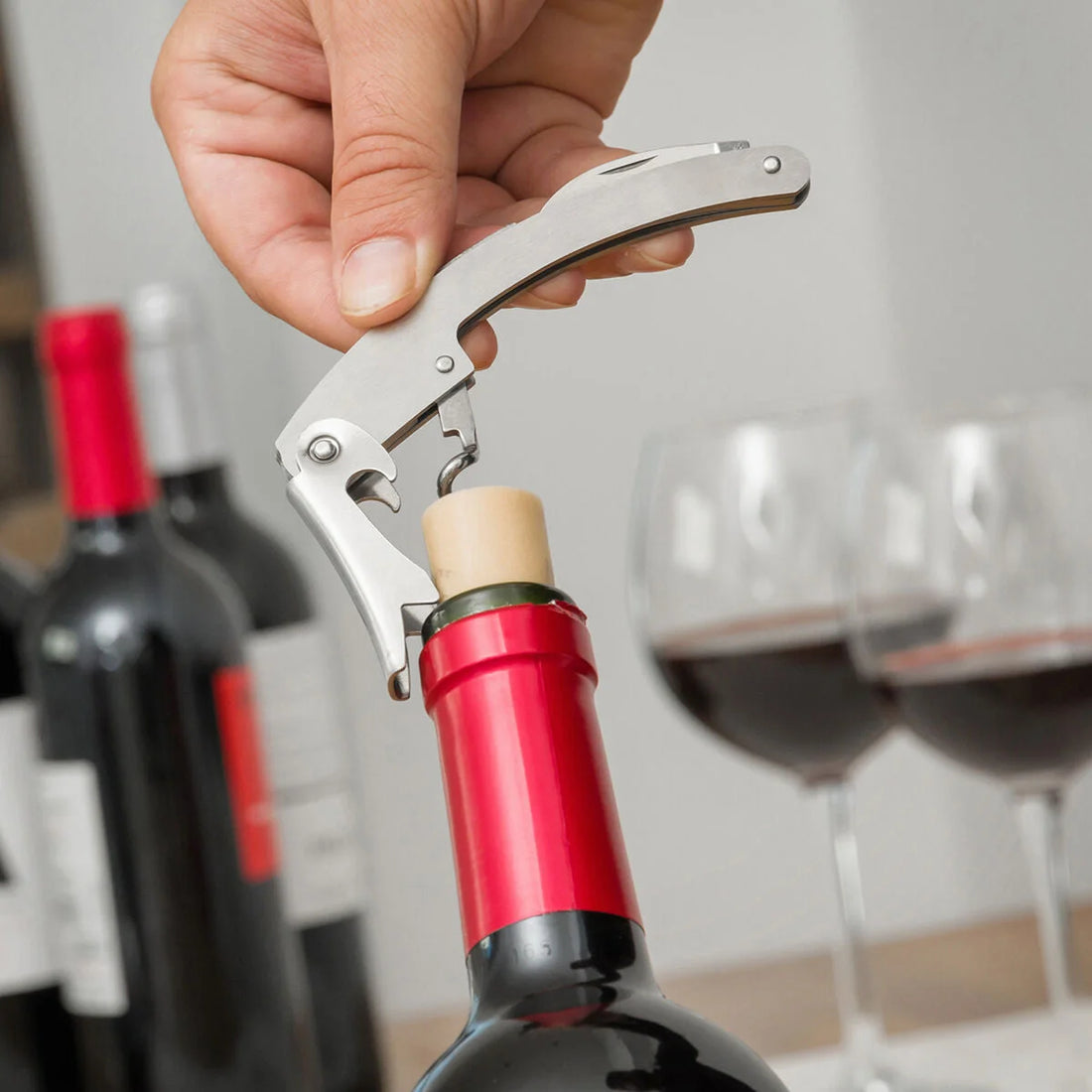 5-teiliges Weinzubehör-Set in Flaschenoptik – Detailansicht 1