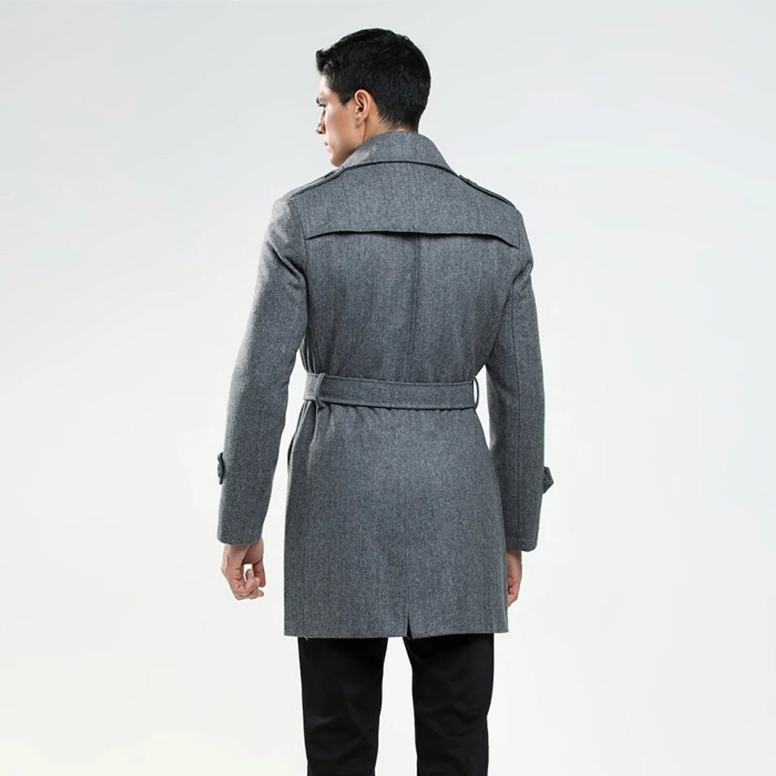 Korean Chic Herren Wollmix-Mantel mit Stehkragen – Detailansicht 2