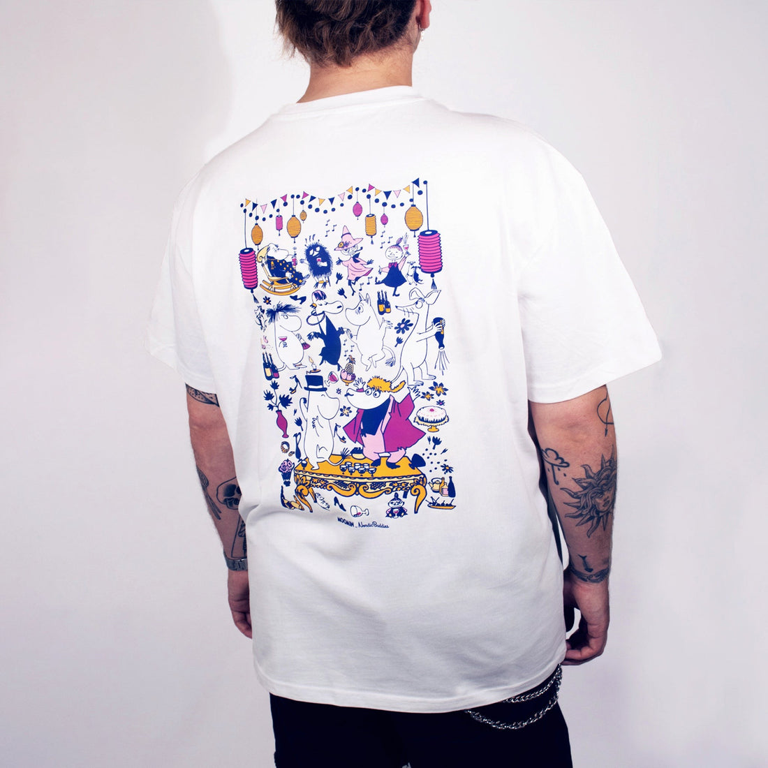 Schweres Unisex-T-Shirt Moomin Party – Weiß – Detailansicht 3