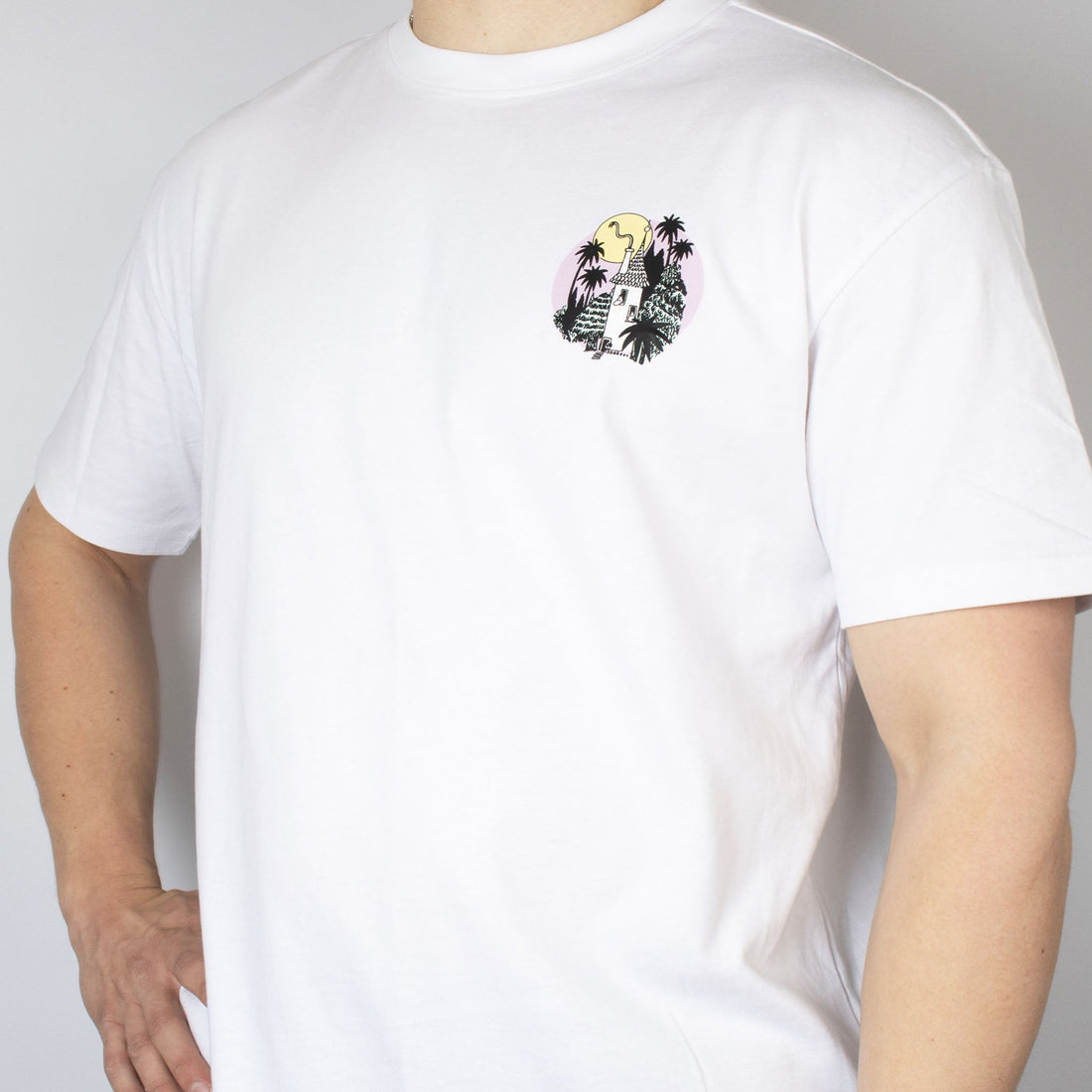 Schweres Unisex-T-Shirt Moomintroll Jungle – Weiß – Detailansicht 5