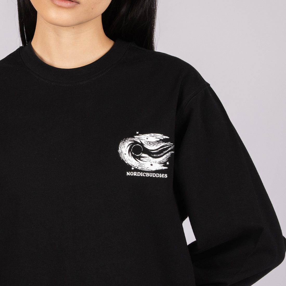 Unisex – Langarmshirt Novels mit Rippbündchen – Schwarz – Detailansicht 4