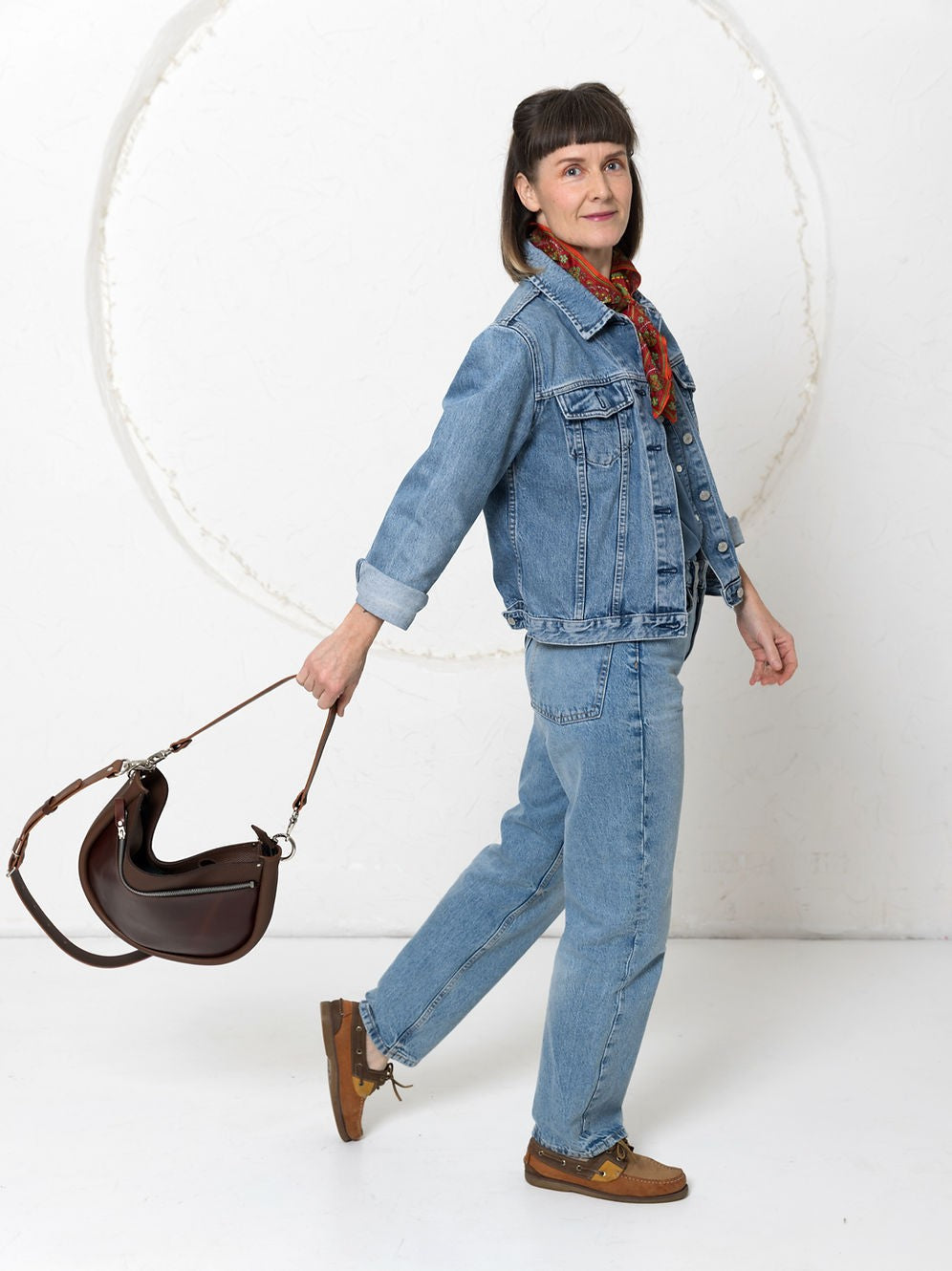 Lederhandtasche STELLA – Braun & Cognac – Detailansicht 3