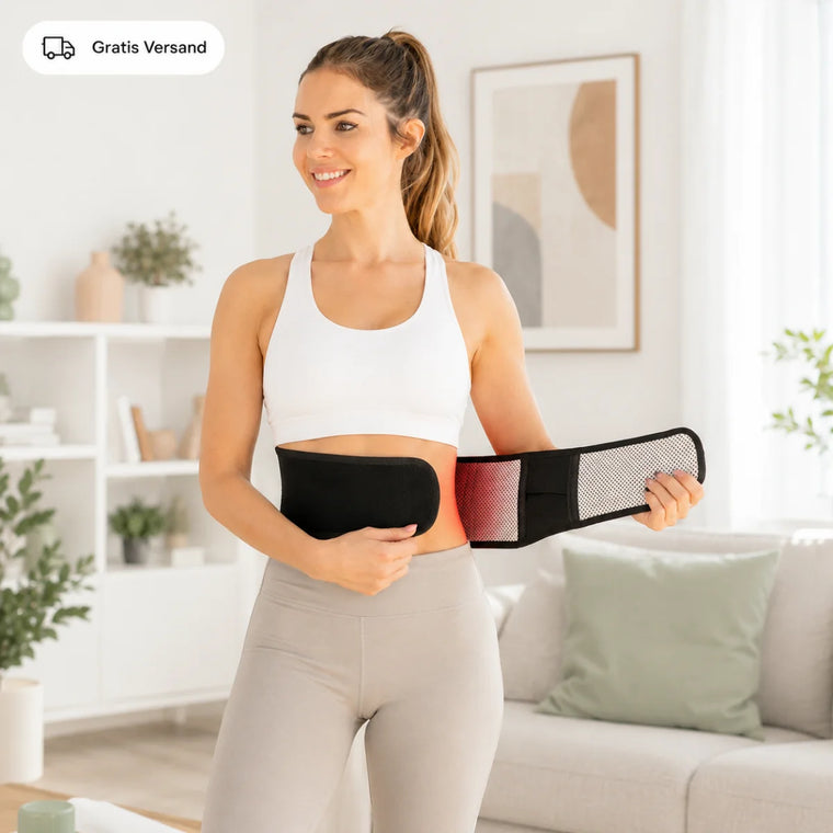 Schwarzer Wärmegürtel mit geöffnetem Klettverschluss