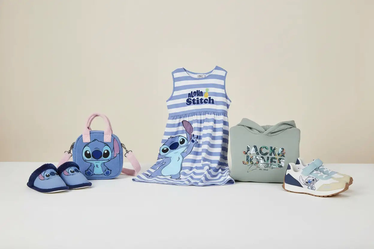 Kinderkleidung, Schuhe und Accessoires mit Stitch-Motiven