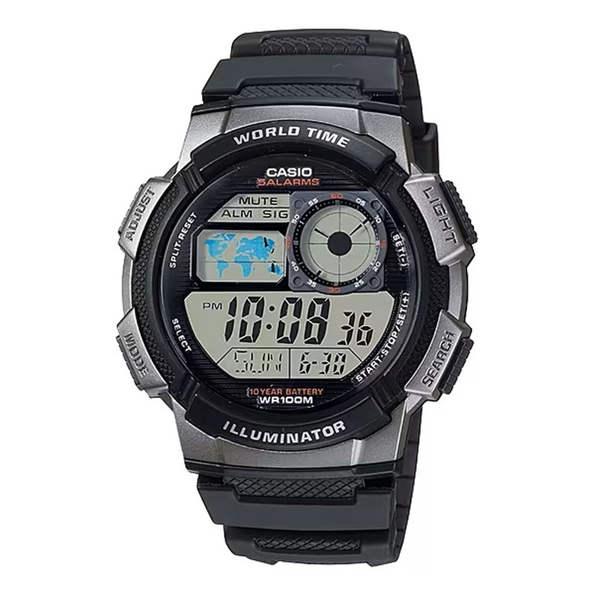 Herrenuhr Casio WORLD TIME ILLUMINATOR Schwarz (Ø 43 mm) - AWK Flagship