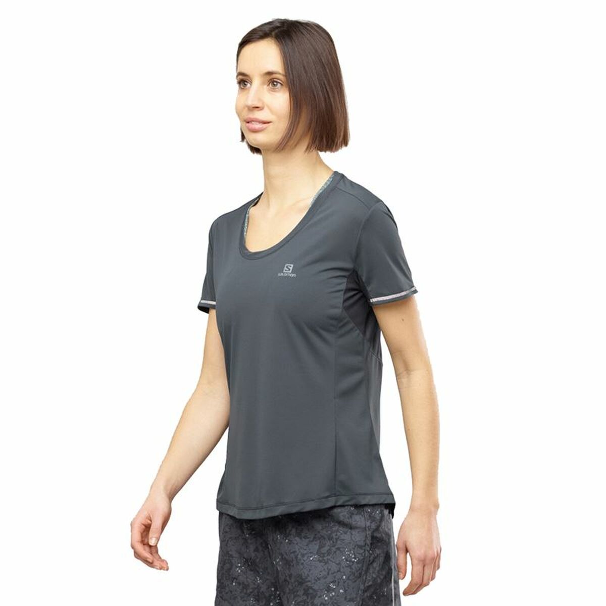 Damen Kurzarm-T-Shirt Salomon Agile Dunkelgrau - AWK Flagship