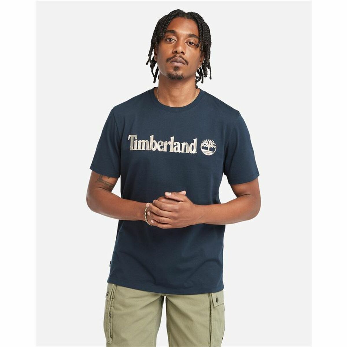 Herren Kurzarm-T-Shirt Timberland Kennebec River Camo Linear Logo Blau - AWK Flagship