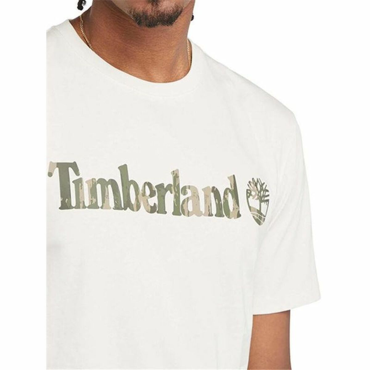 Herren Kurzarm-T-Shirt Timberland Kennebec River Camo Linear Logo Weiß - AWK Flagship